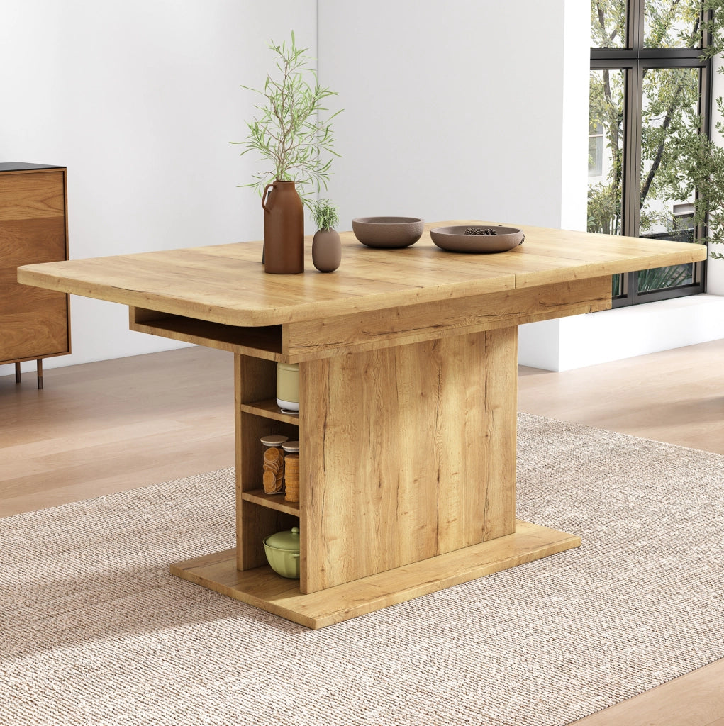 Tavolo da pranzo allungabile 110/130 x 70 x 75 cm in truciolare e metallo; naturale