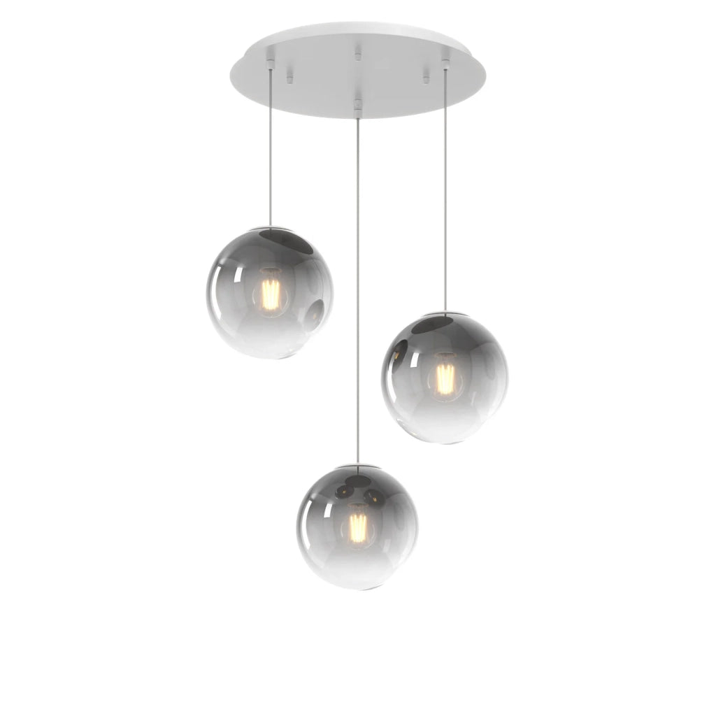 Lampadario Moderno Big Eclipse Metallo Bianco Vetro Fumè 3 Luci E27