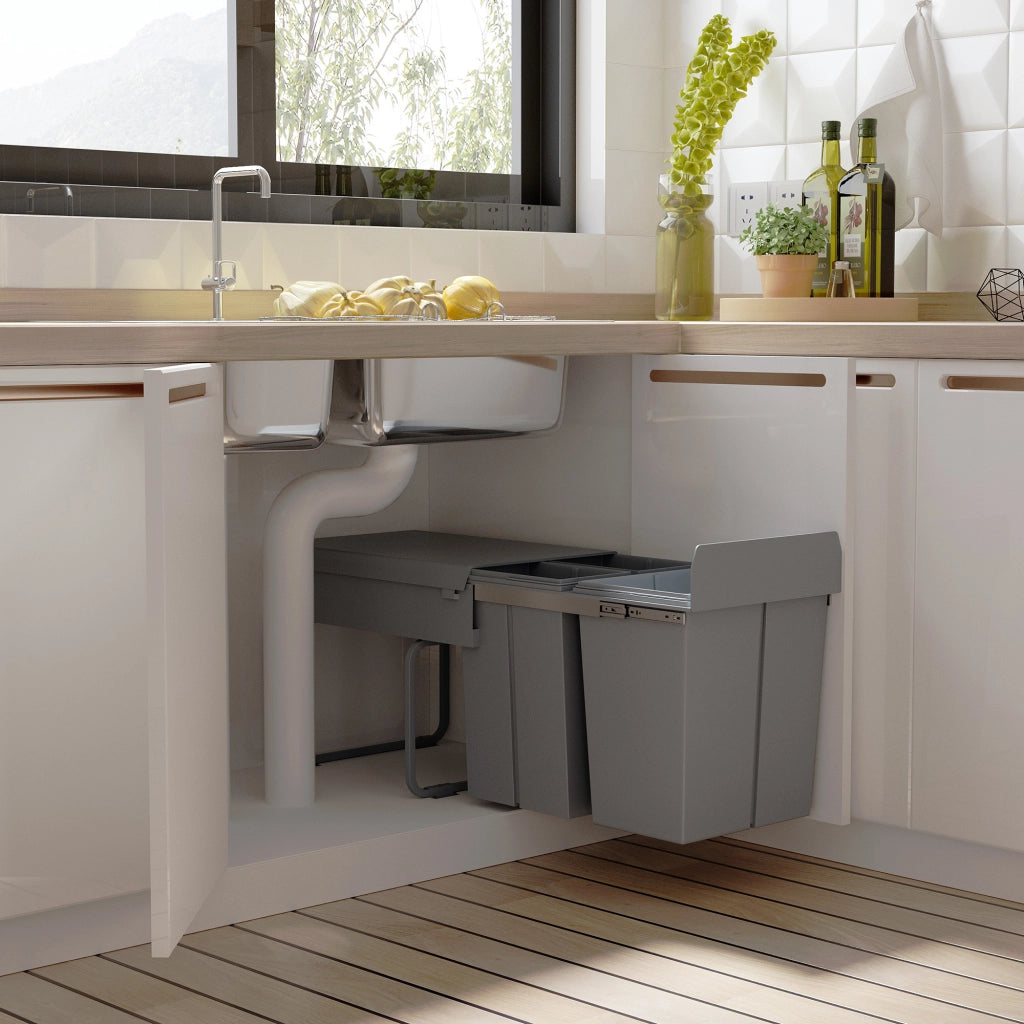 Sistema di raccolta differenziata con 3 contenitori ¨C zephmum ¨C Grigio