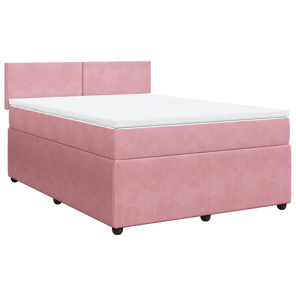Giroletto a Molle con Materasso Rosa 140x200 cm in Velluto 3287757