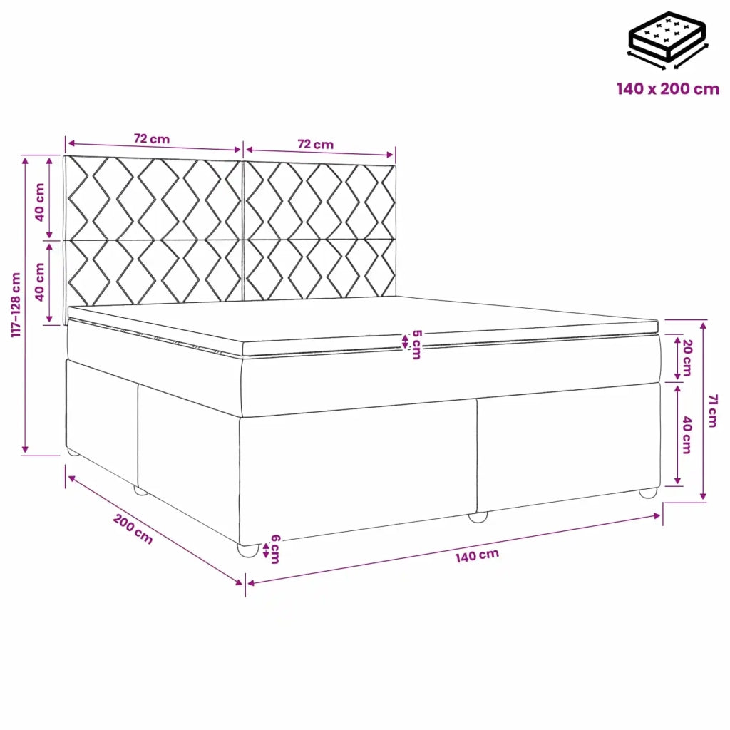 Letto box spring con materasso Nero 140 x 200 cm Velluto 3454627