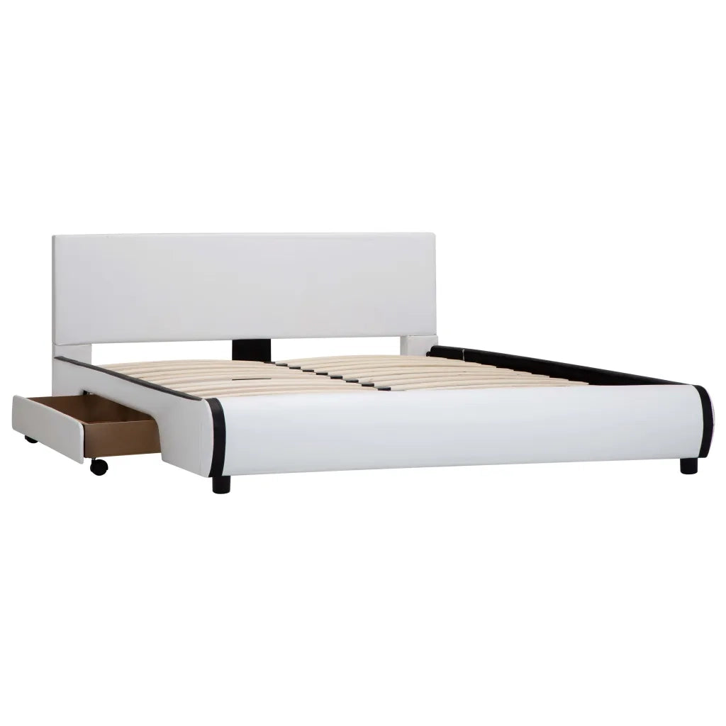 Giroletto con Cassetti Bianco in Similpelle 140x200 cm 284945