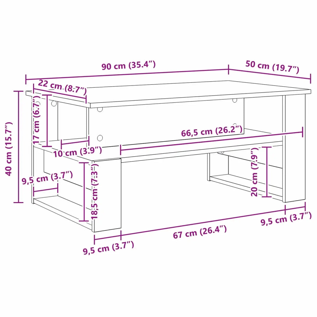 Tavolino da salotto Rovere artigianale 90 x 50 x 40 cm 8000219