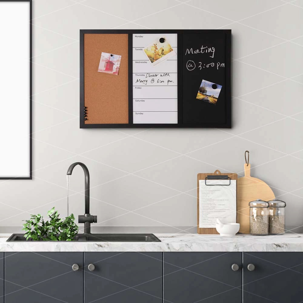 Lavagna Magnetica 3 in 1 da Ufficio 60x40 cm con Bacheca Sughero Combinata