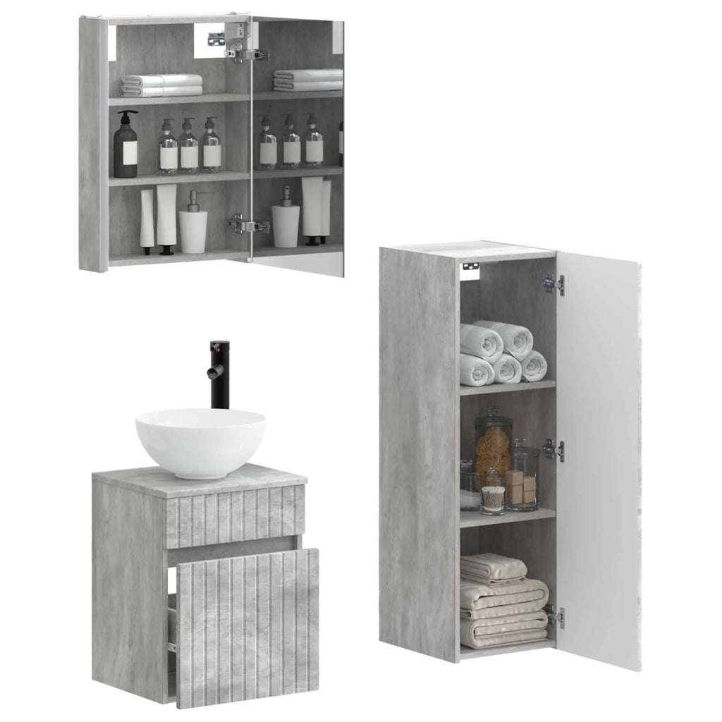 Set di mobili per il bagno 4 pcs Grigio Cemento 3407474