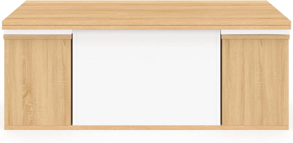 Tavolino rettangolare alzabile EDEN in legno e bianco con poggiapiedi