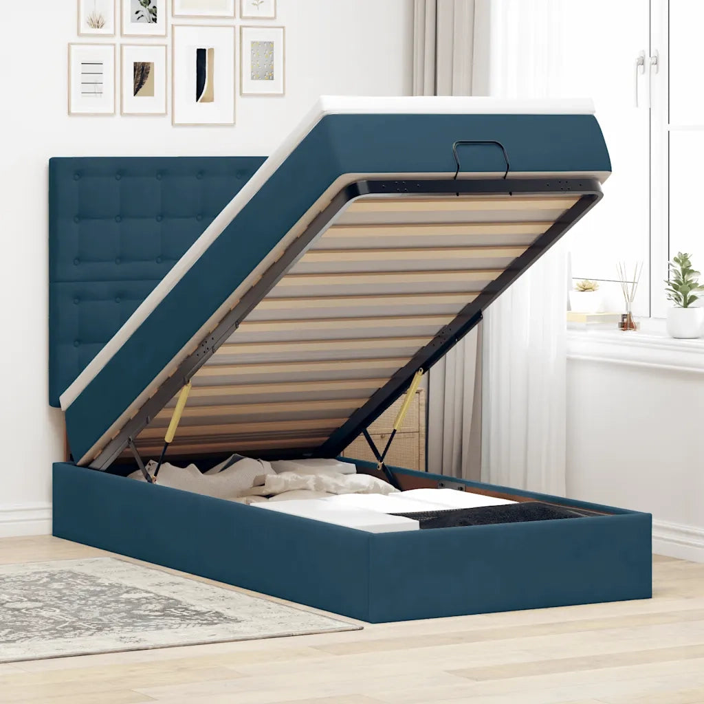 Struttura Letto Pouf con Materassi 90x190 cm in Velluto