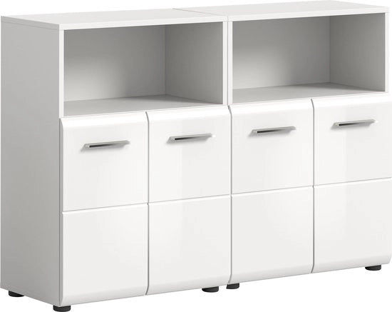Set bagno 2 in 1 - bianco lucido - design moderno - spaziale - 120 cm x 190 cm x 32 cm