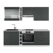 Cucina componibile Fame-Line Antracite rustico/Bianco 235 cm, PL Marmo Vicco