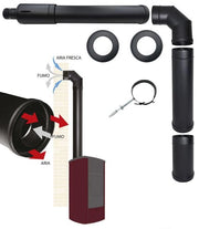 kit tubi canna fumaria stufa pellet con uscita coassiale superiore dn 80 130  scarico fumi aspirazione aria made in Italy