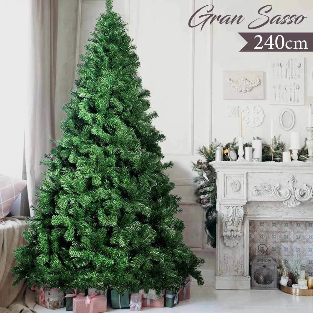 Albero Di Natale 240cm Gran Sasso Super Folto 2049 Rami Pino Verde Base a Croce