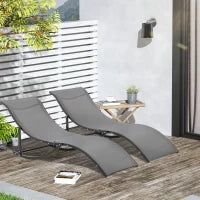 Set 2 Sdraio da Giardino Pieghevoli, Lettino Prendisole in Alluminio e Textilene, 61x165x63 cm