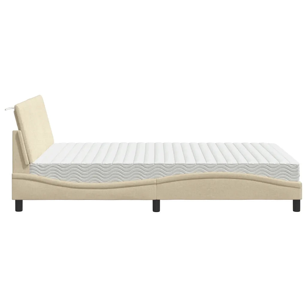 Letto con Materasso Hanko Crema 120x200 cm in Tessuto