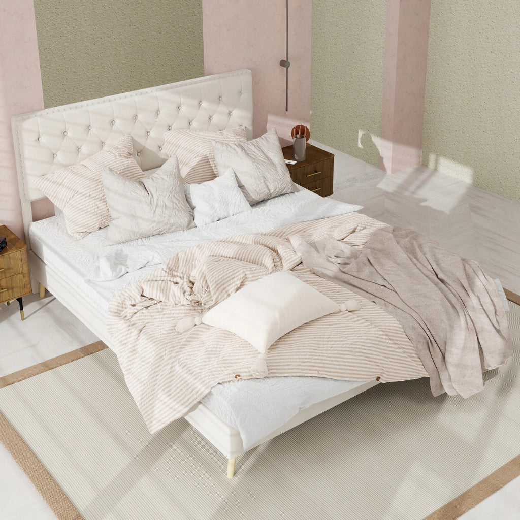 Letto imbottito - Xylo - 140x200 - Beige
