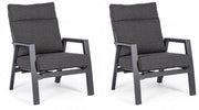 Set 2 Poltrone 72x81x98h cm Reclinabili con Cuscini Kledi Antracite