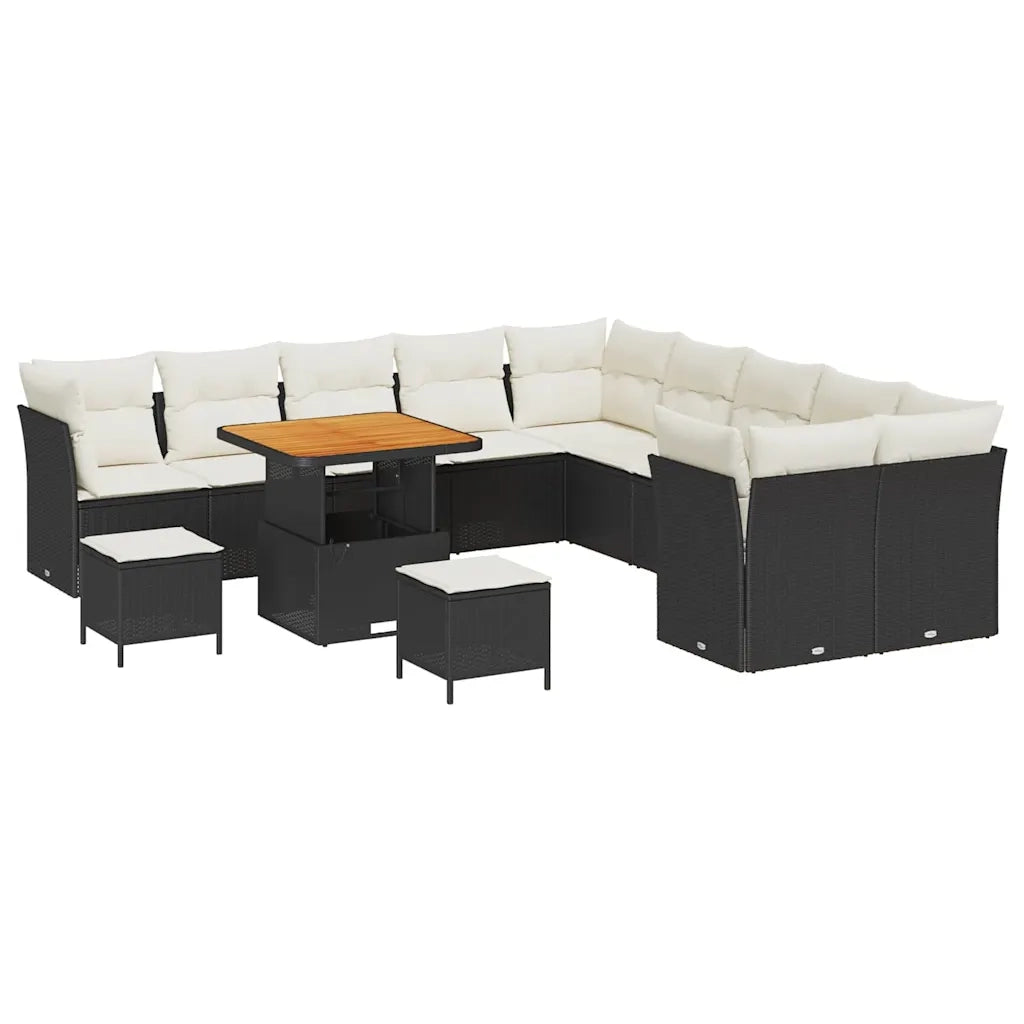 Set Divano da Giardino 13 pcs Nero polyrattan