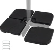 Base per Ombrellone in Plastica a 4 Pezzi, Supporto Ombrellone Riempibile 72 kg con Acaua e Sabbia, con Maniglia e 4 Perni in Meallo, per Patio e Bordo Piscina