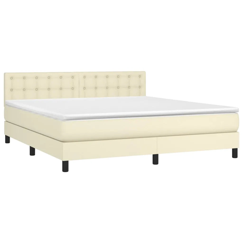 vidaXL Giroletto a Molle con Materasso Crema 180x200 cm in Similpelle