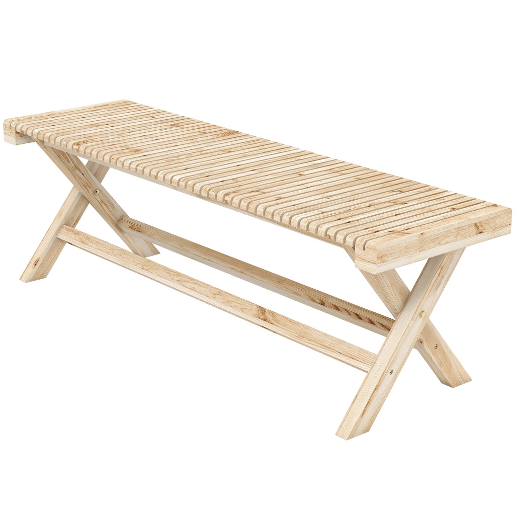 Panchina Giardino in Legno Massello ¨C zephmum ¨C Naturale 140x40x43 cm