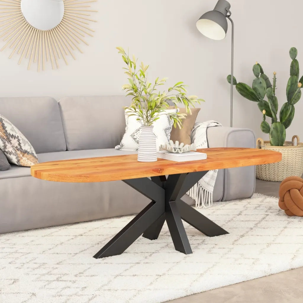 Piano Tavolo 140x50x3,8 cm Ovale in Legno Massello di Acaciacod mxl 133923
