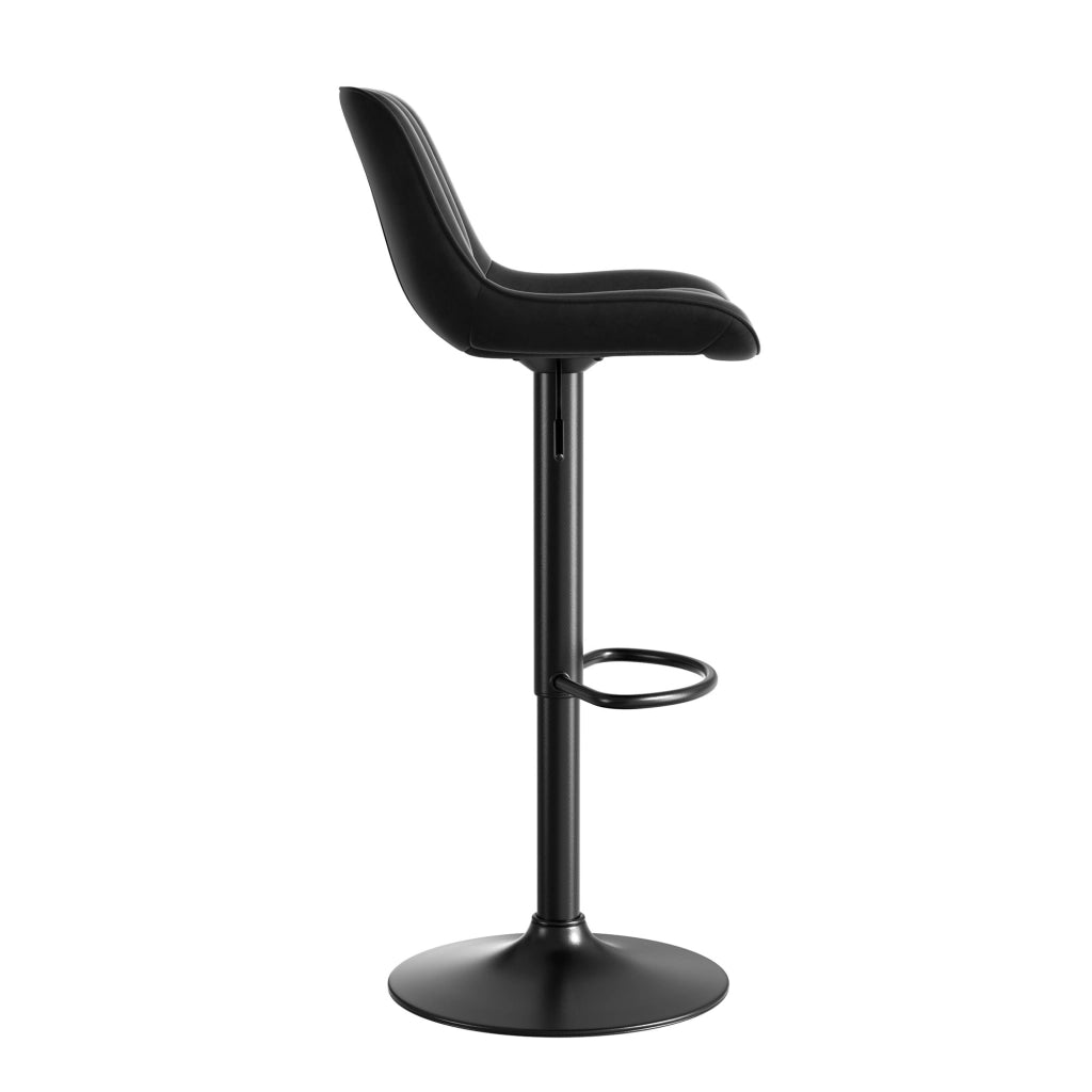 Sgabello da bar girevole in velluto con altezza regolabile e schienale ergonomico in ferro metallo e legno nero