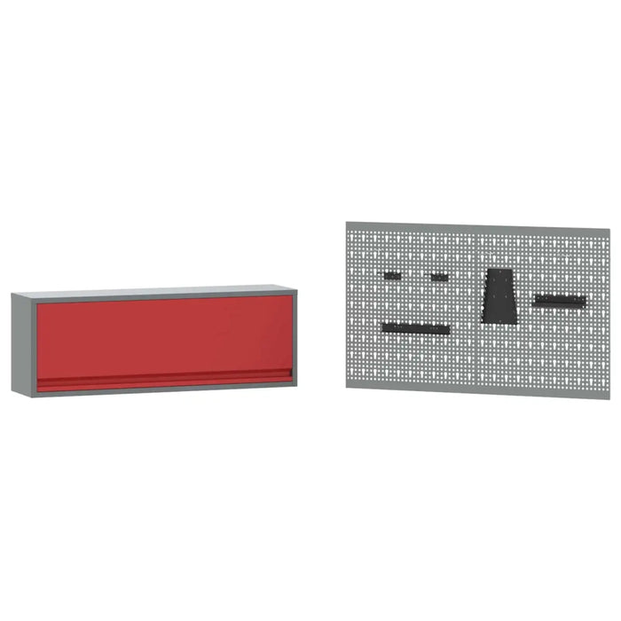 Set di mobili da lavoro con cassetto con blocco 5 pcs Rosso 3321427