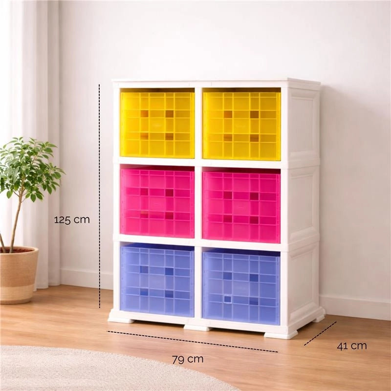SCAFFALE CON 6 CONTENITORI CUBO 79X41X125CM  ANGORA