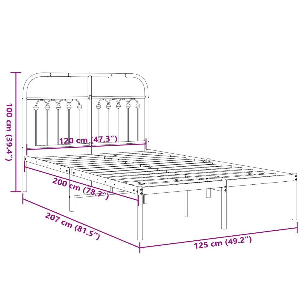 Giroletto con Testiera-Struttura Letto con testiera in Metallo Bianco 120x200 cm 221440