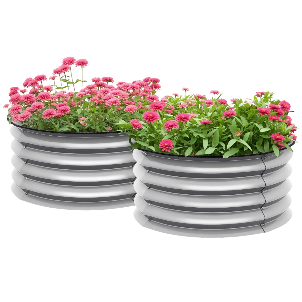Letti per Orto Rialzati Set 2 Pezzi ¨C zephmum ¨C Acciaio, Argento, ?60x30cm