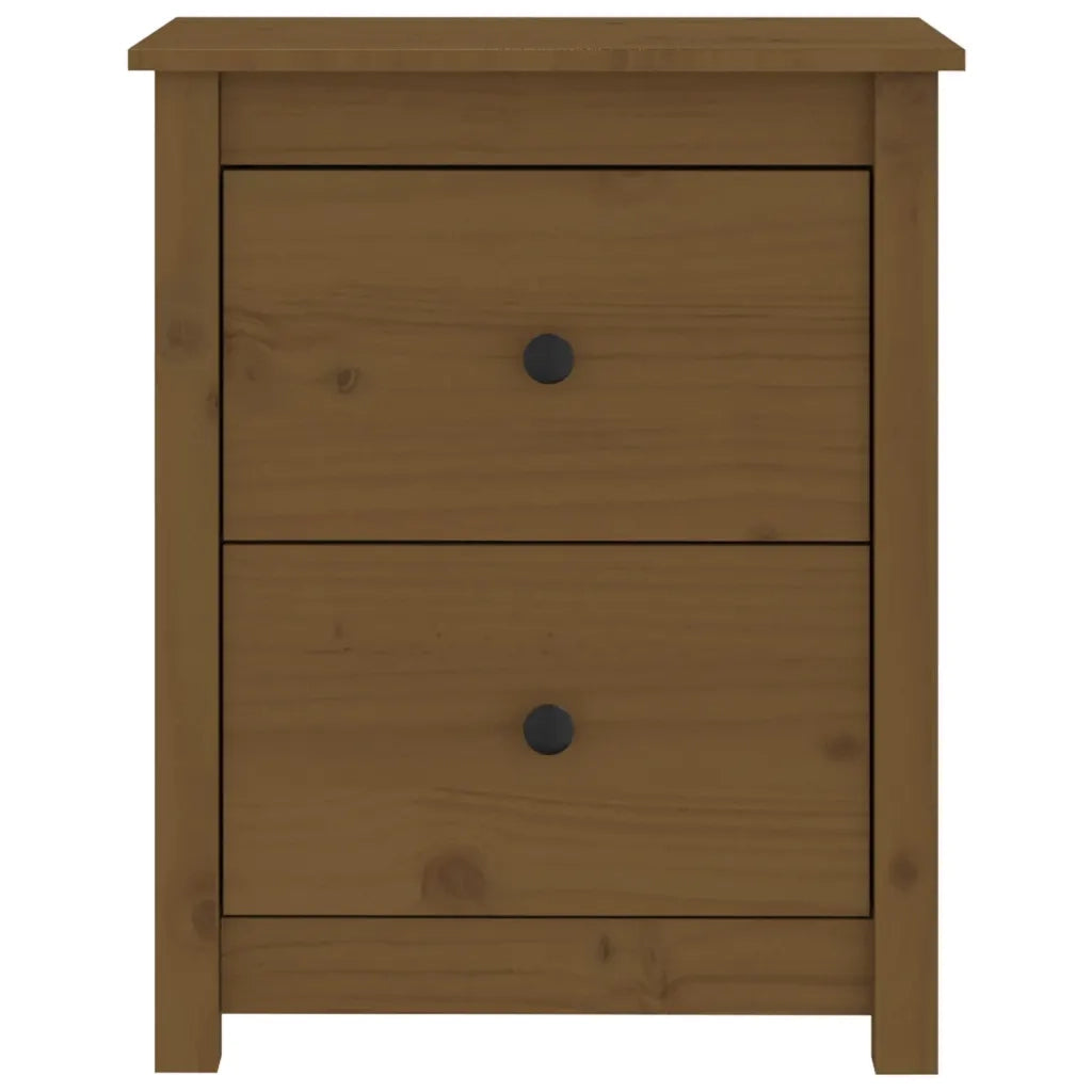 Comodino Marrone Ambra 50x35x61,5 cm in Legno Massello di Pino 813685
