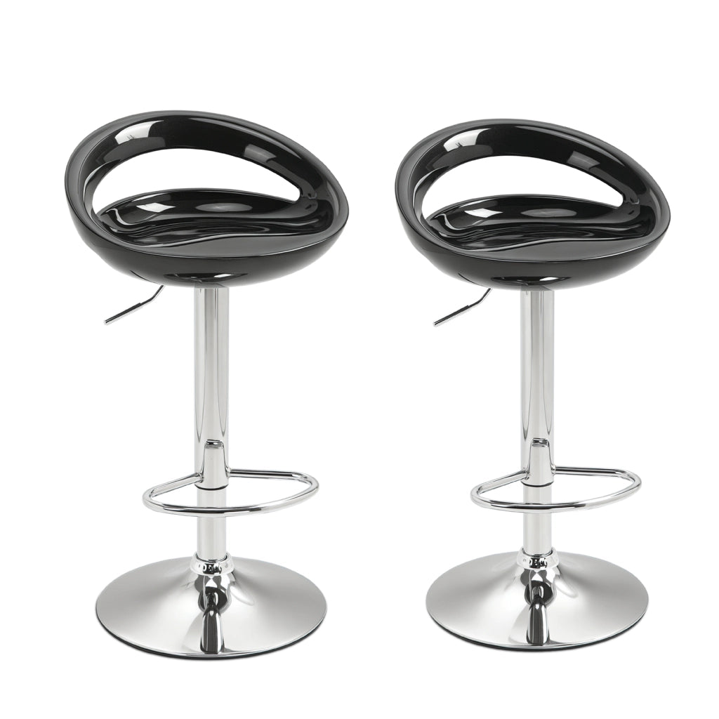 Sgabelli da Bar 2 Pezzi Girevoli con Schienale ¨C zephmum ¨C Nero, Acciaio, 46x41x76-96cm