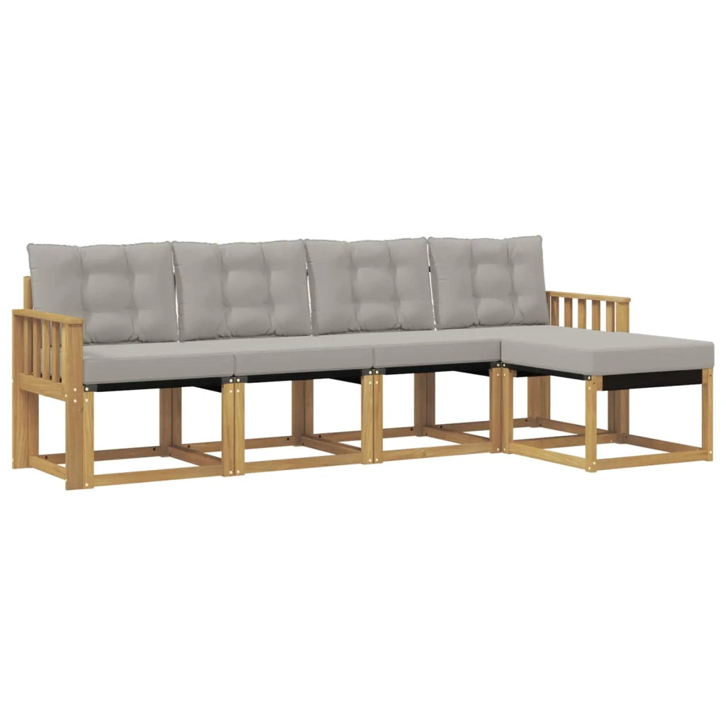 Set di divani da esterno 5 pz Bianco e Grigio Chiaro 3389377