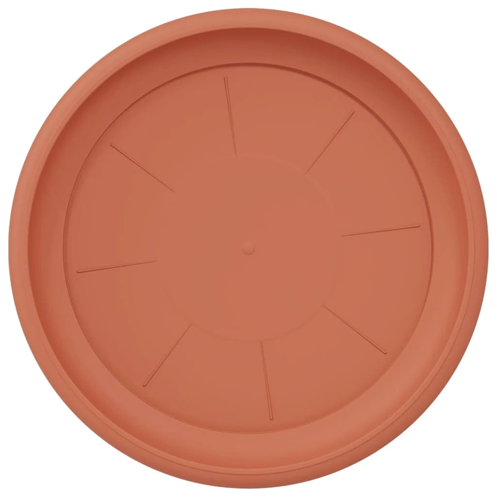 Set di 6 vassoi rotondi per fiori 27 x 27 x 2 cm resistenti leggeri dal design elegante in plastica rosso mattone 02_0059340