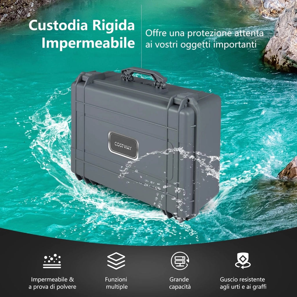 Valigetta per Macchina Fotografica Impermeabile, Custodia per Fotocamera con inserto in Schiuma Personalizzabile, Impermeabile IP66 e Antipolvere (56 x 44 x 22 cm+Grigio)