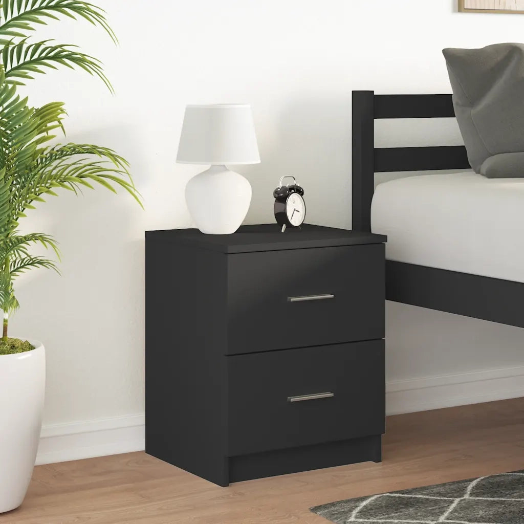 Comodino con 2 Cassetti Nero 40x36x50 cm 858787