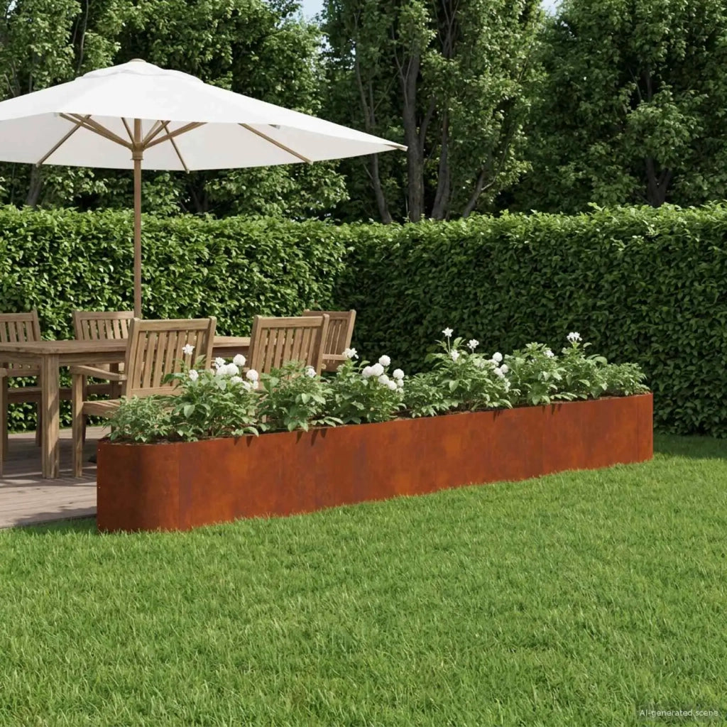 Letto rialzato da giardino Acciaio Corten 380 x 40 x 40 cm 8011739