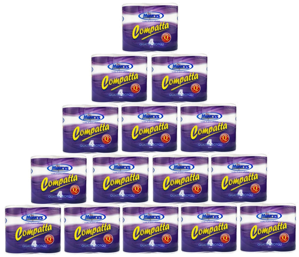 KIT 15 MAURY'S CARTA IGIENICA 4 ROTOLI 2 VELI COMPATTA 780GR ALTA QUALITÀ