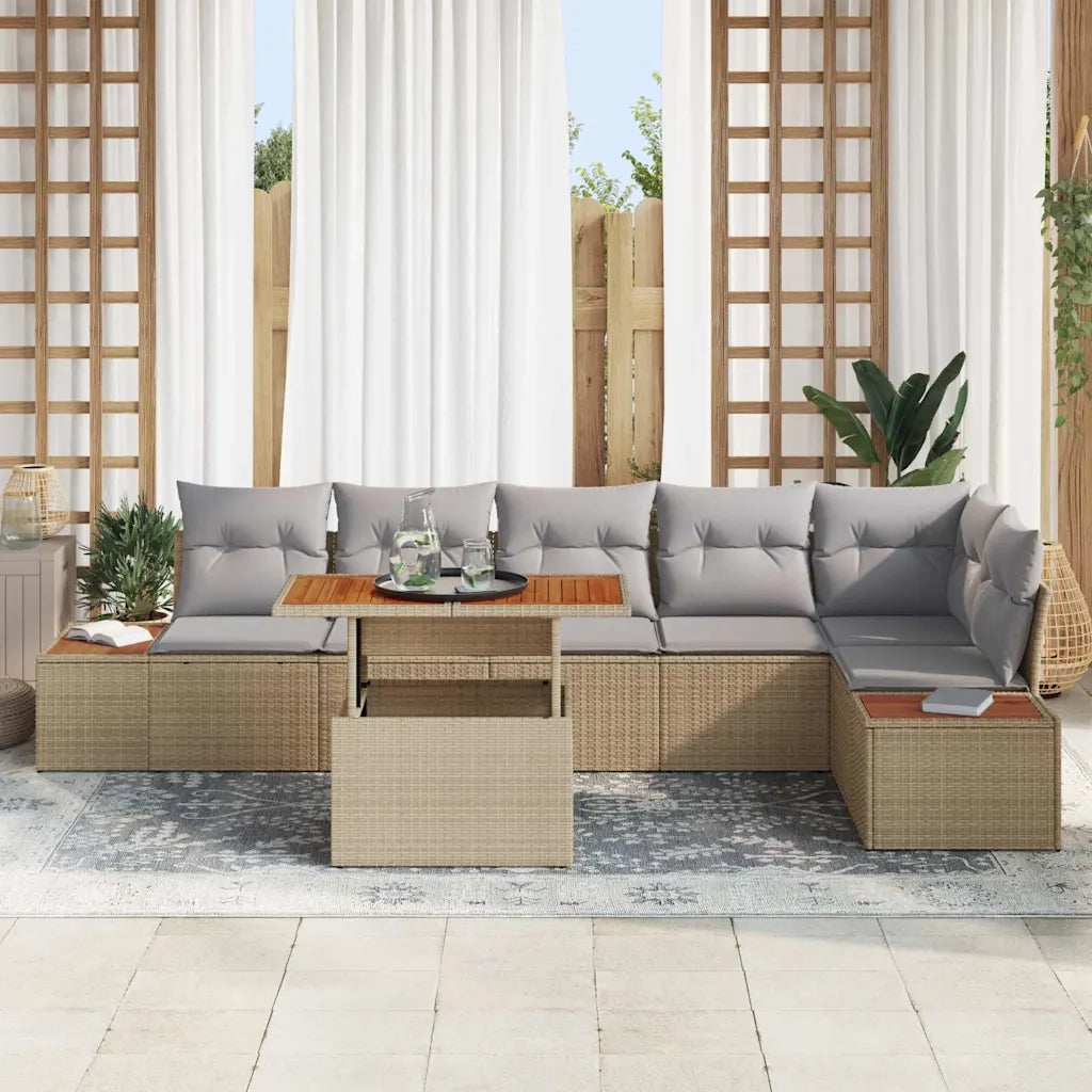 Set Divano da Giardino 7 pcs Beige Poly Rattan 3358814