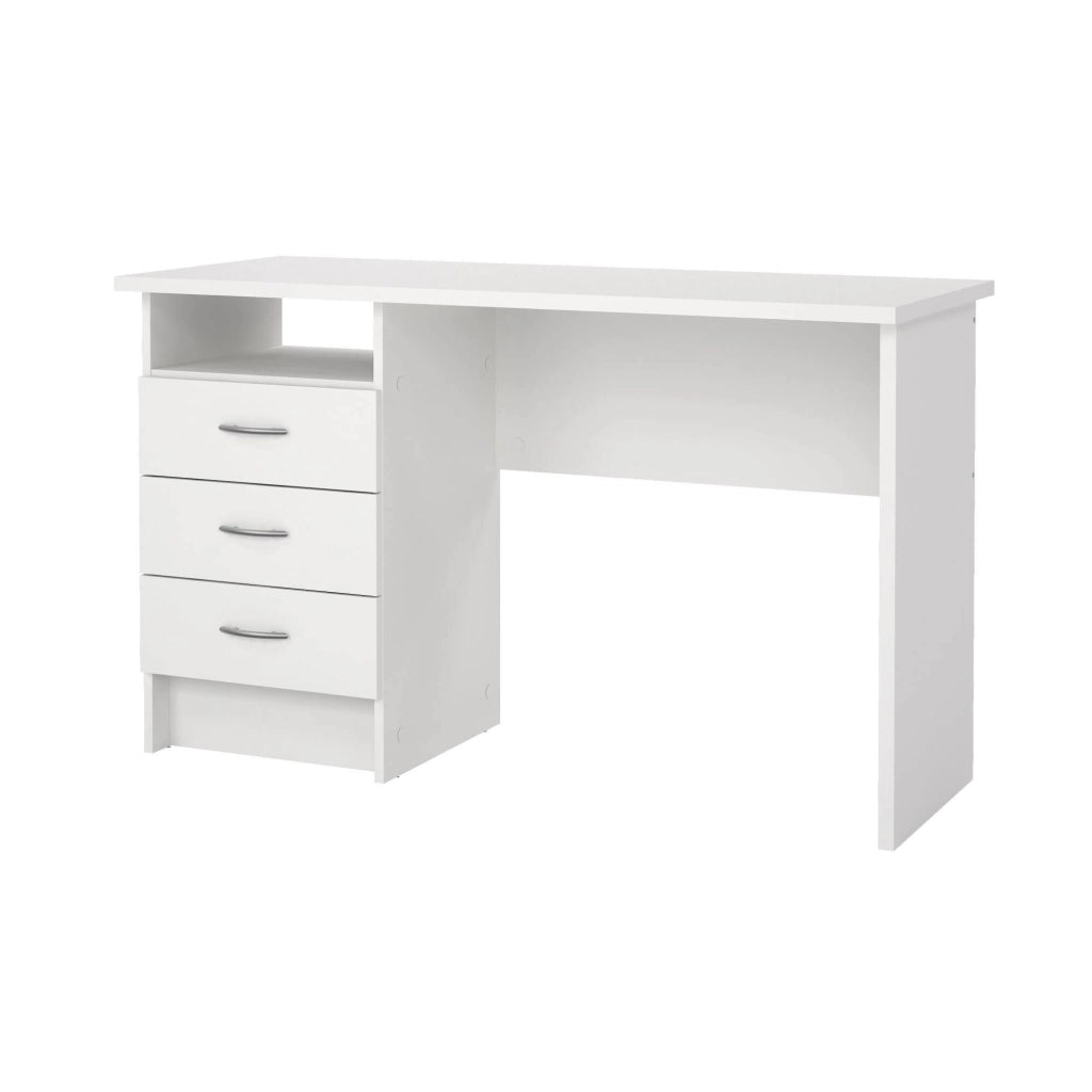 Scrivania lineare con tre Andre, colore bianco, Misure 120 x 72 x 48 cm