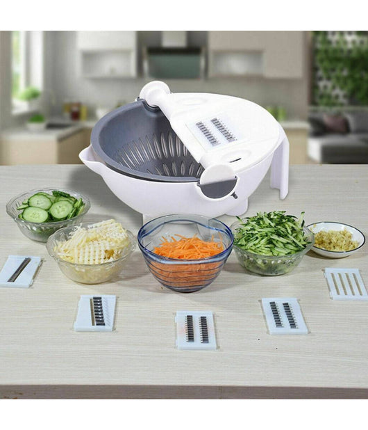 Affettatrice Manuale Taglia Verdure Affetta Cestello Cucina Grattugia 6 In 1         