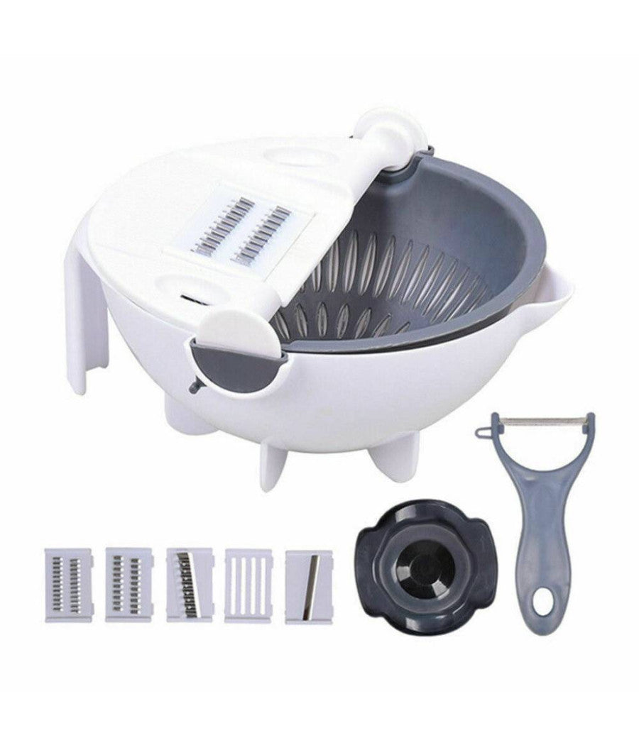 Affettatrice Manuale Taglia Verdure Affetta Cestello Cucina Grattugia 6 In 1         