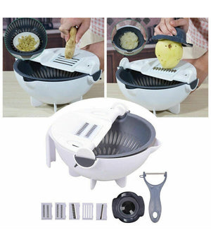 Affettatrice Manuale Taglia Verdure Affetta Cestello Cucina Grattugia 6 In 1         