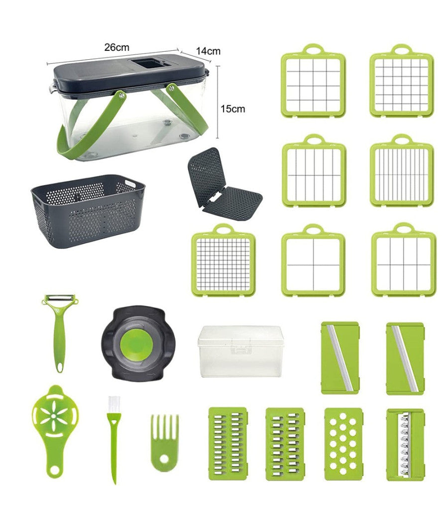Affettatrice Multitagliera Pialla Grattugia Tritatutto Verdure Mandolina 22 In 1         
