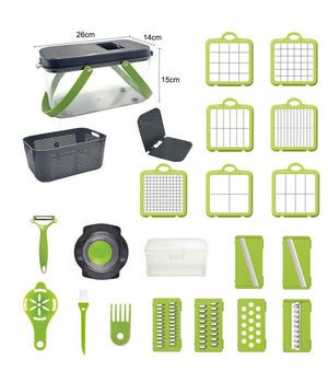 Affettatrice Multitagliera Pialla Grattugia Tritatutto Verdure Mandolina 22 In 1         