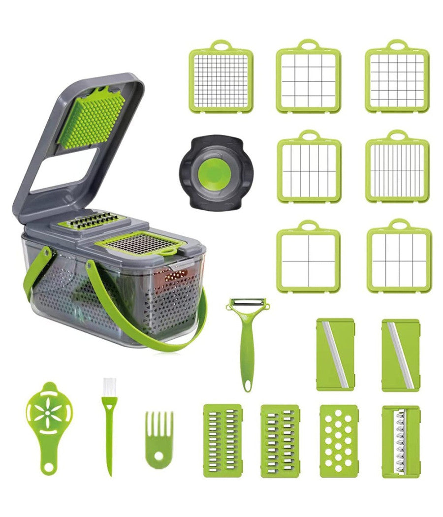 Affettatrice Multitagliera Pialla Grattugia Tritatutto Verdure Mandolina 22 In 1         