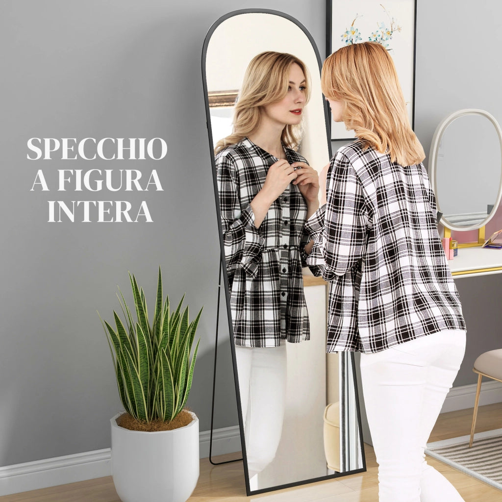 Specchio Moderno da Terra e Parete in Lega di Alluminio ¨C zephmum ¨C Nero 50x170 cm