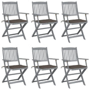 Sedie da Giardino Pieghevoli 6pz con Cuscini in Massello Acacia cod mxl 6478