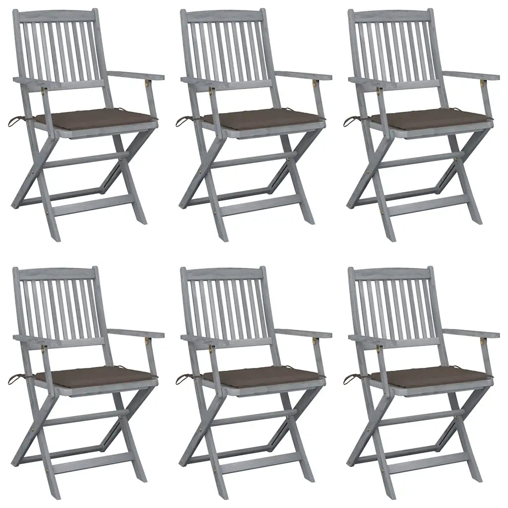 Sedie da Giardino Pieghevoli 6pz con Cuscini in Massello Acacia cod mxl 6478