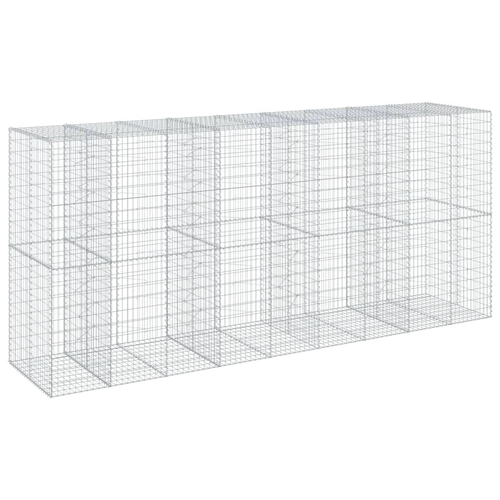 Gabbione recinto a gabbia muro di contenimento con coperchio 450 x 100 x 200 cm ferro zincato argento 02_0040168