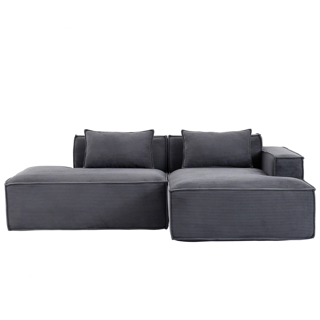 Divano 235.0x129.0x70.0 cm compatto in poliestere grigio